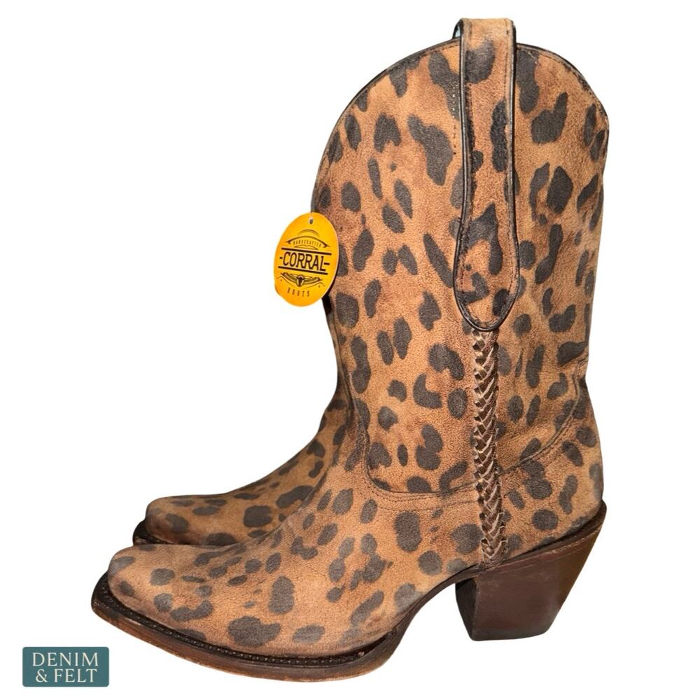 NEW Corral Leopard Western Boots Snip Toe Cowgirl Rodeo Festival Statement 8 - Picture 8 of 12